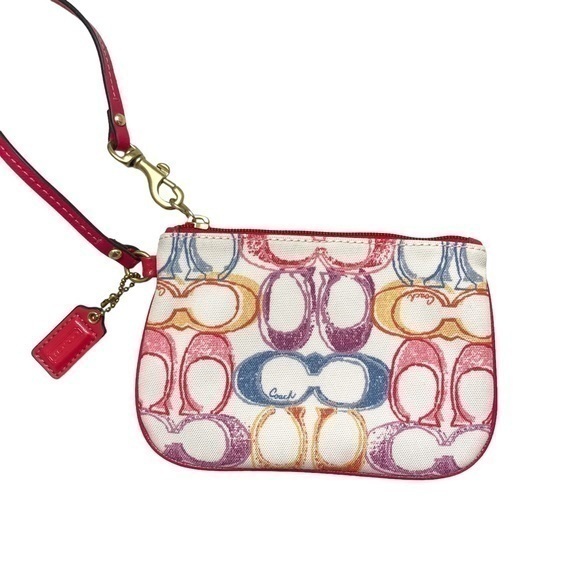 Coach multicolor watercolor signature c wristlet bag - Picture 1 of 5